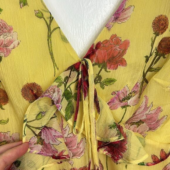 BB Dakota Botanical Bae Yellow Floral Print Long Sleeve Dress Size 0 - Picture 5 of 14